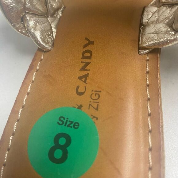 ROCK & CANDY by Zigi Jera Braided Gold Slip On Sandals Size 8 New With Defects - Picture 8 of 9
